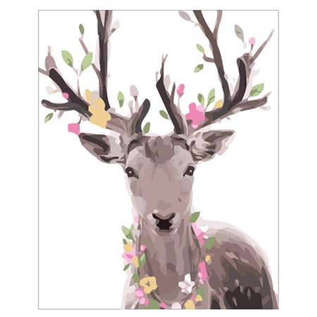 Children S Diy Hand-painted Oil Painting 5105 Flower Deer Paintworks DIY Oil Painting Art Craft Home Decor Numbers Oil Painting Kit for Bedroom Office