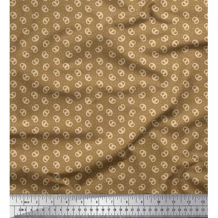 Soimoi Japan Crepe Satin Fabric Dot & Pretzels Food Decor Fabric Printed Yard 42 Inch Wide