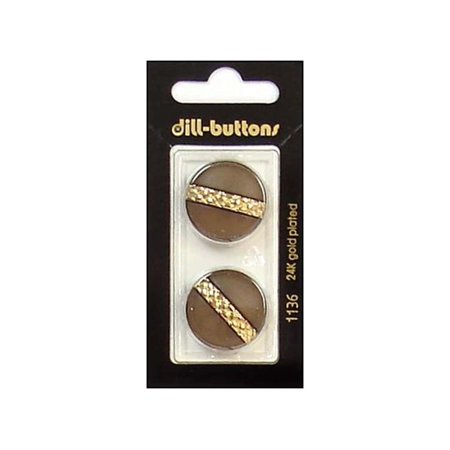 5PK Dill Shank Buttons 7/8 in. Brown/Gold #1136 2 Pc. 1