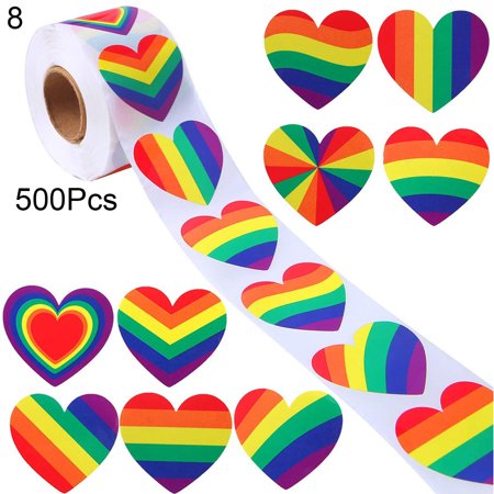 HEVIRGO 500Pcs/Roll Heart-shaped Labels Sticker Candy Gift Box Wedding Valentines Decals Black Coated Paper