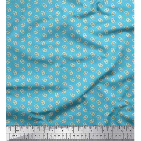 Soimoi Silk Fabric Dot & Pretzels Food Print Fabric by Yard 42 Inch Wide