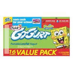 YOPLAIT YOGURT GO-GURT for KIDS 16 TUBES VALUE PACK STRAWBERRY SPLASH & COOL COTTON CANDY PACK of 2