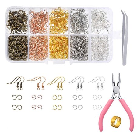 YESTUNE 1128 Pieces Earrings Making Supplies Kit with Earring Hooks Jump Rings Pliers Tweezers Jump Ring Opener for DIY Jewelry Tools Kit