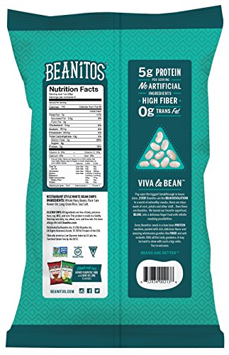Beanitos Restaurant Style White Bean and Sea Salt  the Healthy  High Protein  Gluten Free  and Low Carb Vegan Tortilla Chip Snack  5 Ounce  Pack of 6