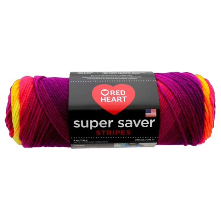 3PK Red Heart Super Saver Stripes Yarn - #4962 Fruity 236 Yd. 1