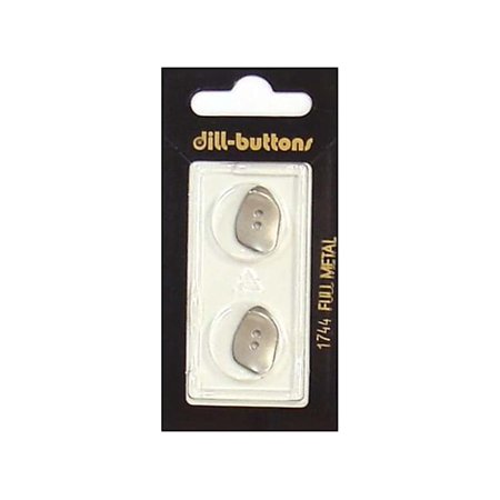 6PK Dill 2 Hole Buttons 11/16 in. Matte Silver Metal #1744 2 Pc. 1