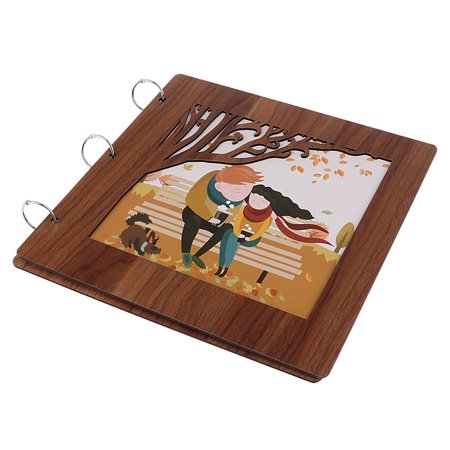 Antique /Natural Theme Wooden Cover &30 Page Cardboard Paper for Scrapbook /Photo Album /DIY Memory Book-Suit 16 Inch Photo - Sweet Love