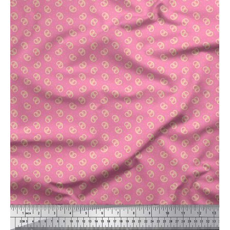 Soimoi Cotton Voile Fabric Dot & Pretzels Food Print Fabric by the Yard 56 Inch Wide