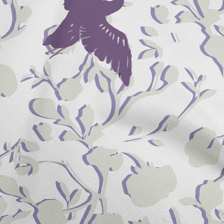 OneOone Cotton Poplin Twill Purple Fabric Asian Japanese Floral Birds with Plants Diy Clothing Quilting Fabric Print Fabric by Yard 56 Inch Wide-7950