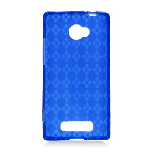 Htc 8x / 6990 Skin Tpu Transparent,checker Blue #502 thumbnail