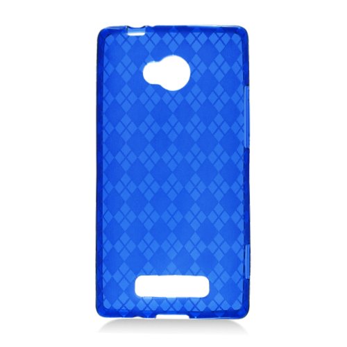 Htc 8x / 6990 Skin Tpu Transparent,checker Blue #502 thumbnail
