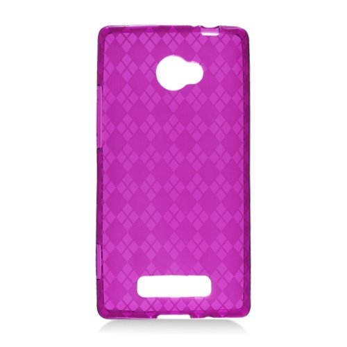 Htc 8x / 6990 Skin Tpu Transparent,checker Purple #505 thumbnail