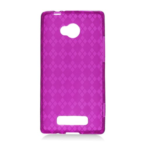 Htc 8x / 6990 Skin Tpu Transparent,checker Purple #505 thumbnail
