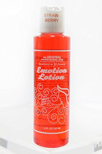 Edible Water Basesd Original Flavored Warming Massage Oil STRAWBERRY by Emotion Lotion 4oz