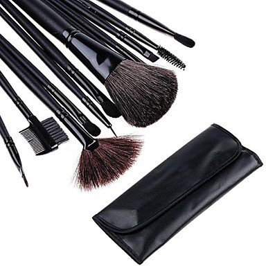 DK 12 PCS Makeup Make up Make-up Brushes Brush Set with Black Leather Case 3070