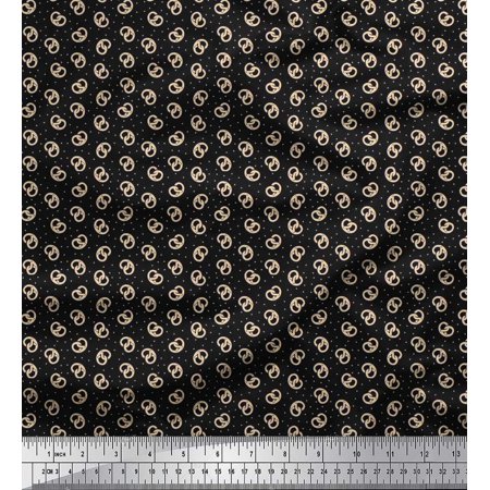 Soimoi Cotton Poplin Fabric Dot & Pretzels Food Fabric Prints by Yard 42 Inch Wide