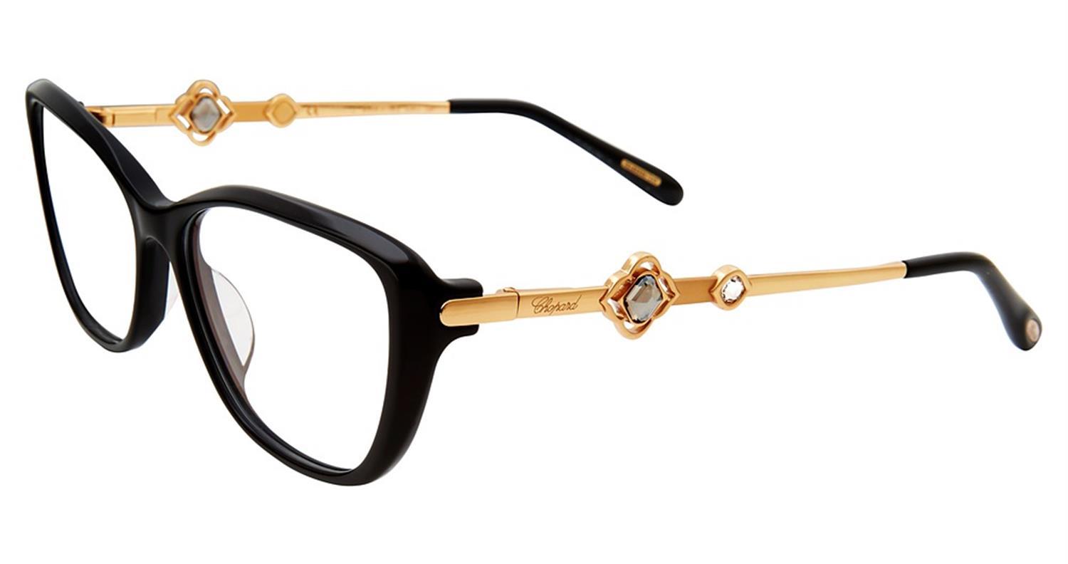 Chopard VCH224S 0700 Womens Shiny Black/Gold 54 Mm Eyeglasses - Shiny Black/Gold