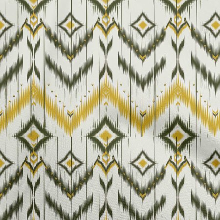 OneOone Viscose Chiffon Lime Green Fabric Asian Ikat Diy Clothing Quilting Fabric Print Fabric by Yard 42 Inch Wide-5674