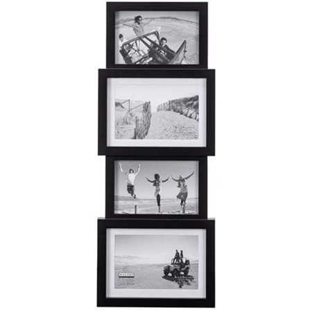 Malden International Designs 8306-40 Collage Picture Frame  4 Option  2-4x6 & 2-5x7  Black  Holds Two 4x6 Pictures & Two Matted 4x6 Pictures for a Tot