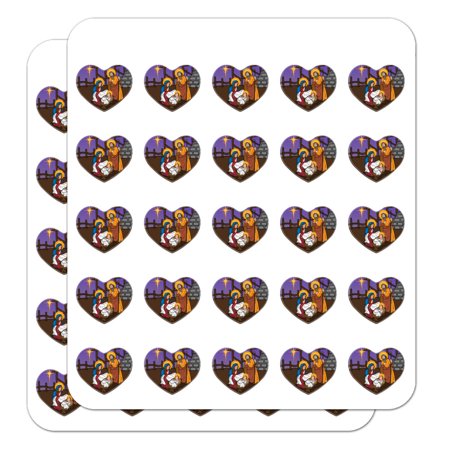 Nativity Scene Baby Jesus Mary Joseph Christmas Christian Bible Heart Shaped Planner Calendar Scrapbook Craft Stickers