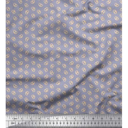 Soimoi Modal Satin Fabric Dot & Pretzels Food Print Fabric by Yard 42 Inch Wide