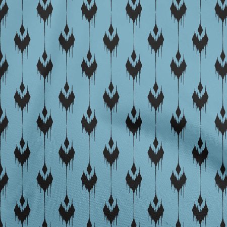 OneOone Cotton Cambric Medium Blue Fabric Asian Ikat Sewing Fabric by the Yard Printed Diy Clothing Sewing Supplies 56 Inch Wide-6858