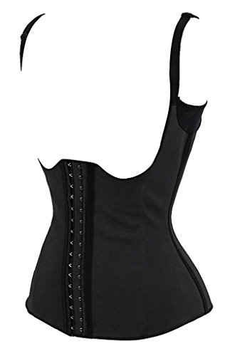 YIANNA Women's Semi-vest Latex Steel Boned Waist Cincher Corset LatexShaper ,7082-Black-M