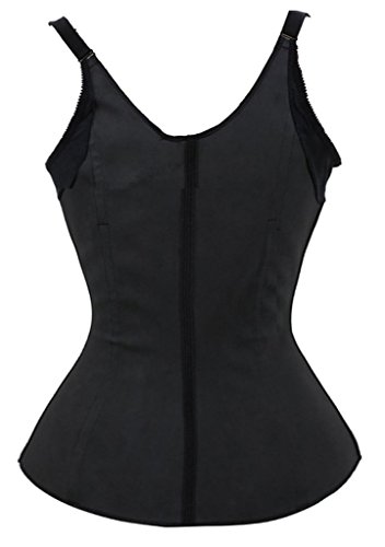 YIANNA Women's Semi-vest Latex Steel Boned Waist Cincher Corset LatexShaper ,7082-Black-M thumbnail