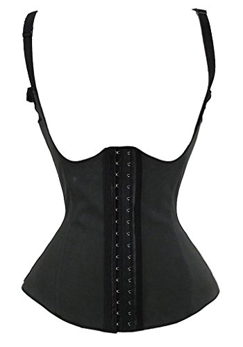 YIANNA Women's Semi-vest Latex Steel Boned Waist Cincher Corset LatexShaper ,7082-Black-M thumbnail
