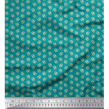 Soimoi Polyester Crepe Fabric Dot & Pretzels Food Decor Fabric Printed Yard 42 Inch Wide