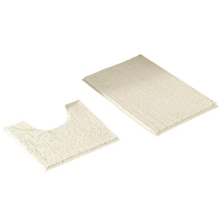 2pcs Fluffy Floor Mat Set Soft Thicken Area Rug Absorbent Mat Non Slip Mats Chenille Plush Carpet for Living Room Bedroom Bathroom Kitchen