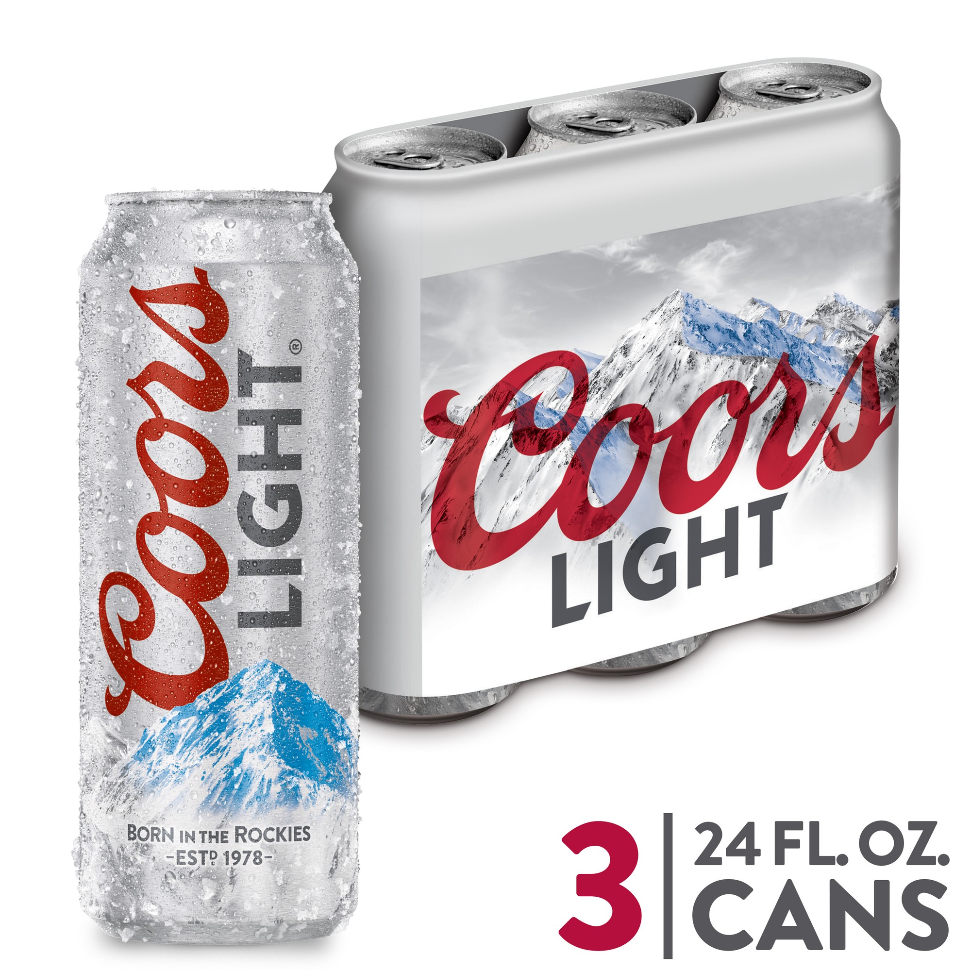 Coors Light American Light Lager Beer - 24.0 Fl Oz X 3 Pack