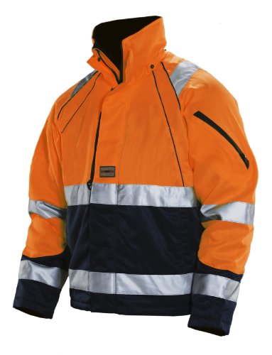 JOBMAN Workwear Men's High Visibility Winter Jacket-1253 TECHNICAL Orange/Navy Xlarge