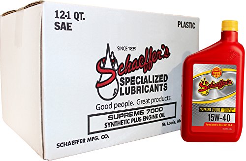 Schaeffer Manufacturing 0700-012 Supreme 7000 Synthetic Plus Engine Oil 15W-40, 1 Quart (Pack of 12)
