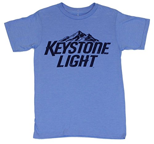Keystone Light Mens T-Shirt - Navy Beer Can Classic Logo (Small) Light Blue