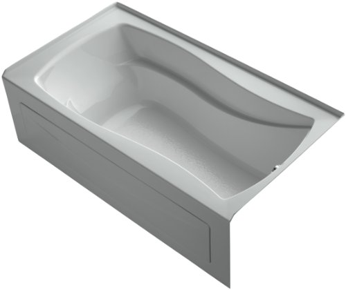 KOHLER K-1229-RAW-95 Mariposa 66-Inch X 36-Inch Alcove Bath with Bask Heated Surface, Integral Apron and Right-Hand Drain, Ice Grey