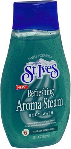 St. Ives Swiss Formula Refreshing Aroma Steam Body Wash, Crisp Aloe & Spring Water, 12 Fl Oz (355 ML) (Case of 6)