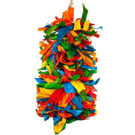 Bonka Bird Toys 3619 Huge Corn Silk Cascade Colorful Natural Shredding Rainbow Lightweight Foraging Conure Cockatiel Budgie Finch Lovebird