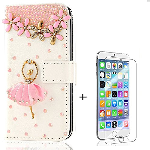HTC Desire 601 Case, White Luxury 3D Fashion Handmade Bling Crystal Rhinestone Pu Flip Wallet Leather Case Cover for SamsungHTC Desire 601 Purple Pend