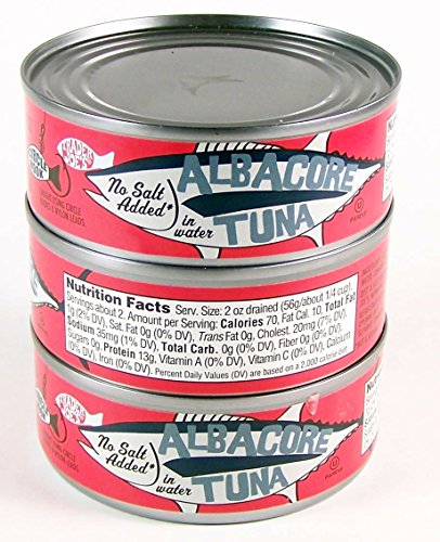 Trader Joe's Albacore Solid White Tuna in Water No Salt Added 5 Oz Cans (Pack of 3) thumbnail