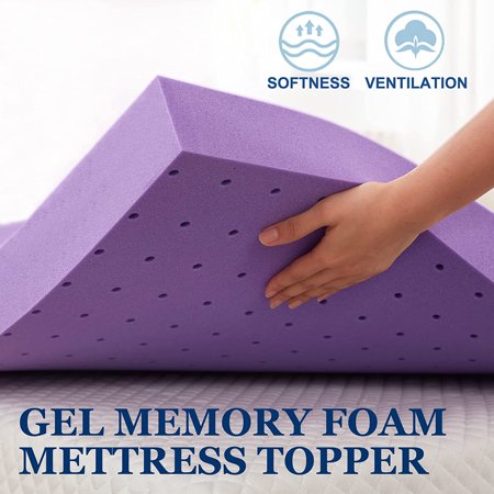 bdeus 2 inch gel memory foam mattress topper ventilated soft mattress pad  bed topper  certipur-us certified  queen size  purple