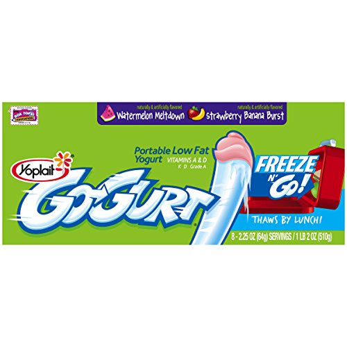 Yoplait, Go-gurt, Low Fat Yogurt, Watermelon Meltdown. Strawberry Banana Burst