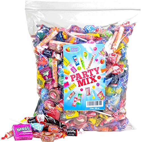Assorted Candy Party Mix  5 LB Bulk Bag: OVER 275 Pieces - Fire Balls  Airheads  Jawbusters  Laffy Taffys  Tootsie Rolls and Much More of Your Favorit