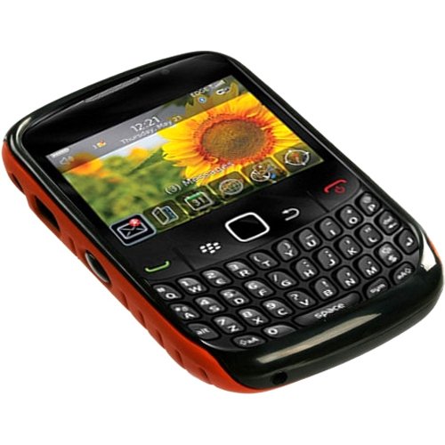 Carrot/Railing Fusion Case Cover for Blackberry 8520 8530 9300 - Carrot Orange/Black Railing thumbnail
