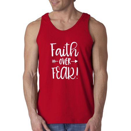 True Way 1253 - Men S Tank-Top Faith Over Fear Script XL Red