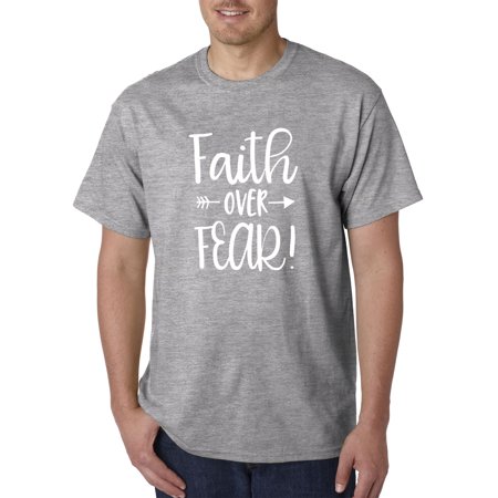 True Way 1253 - Unisex T-Shirt Faith Over Fear Script 3XL Heather Grey