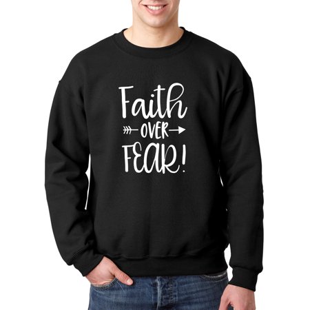 True Way 1253 - Crewneck Faith Over Fear Script Sweatshirt 4XL Black