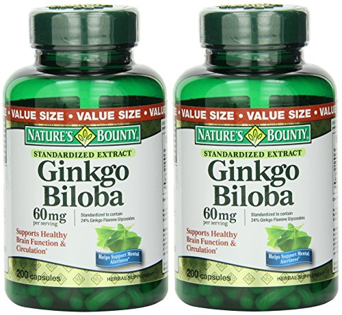 Nature's Bounty Ginkgo Biloba 60mg, 400 Capsules (2 X 200 Count Bottles)