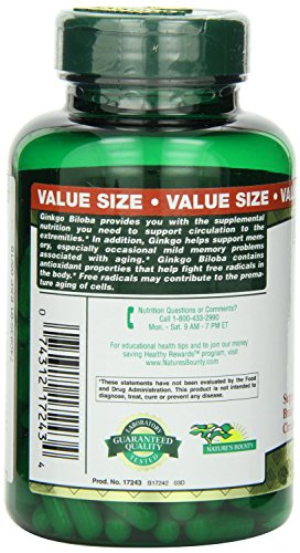Nature's Bounty Ginkgo Biloba 60mg, 400 Capsules (2 X 200 Count Bottles) thumbnail