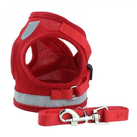 MEROTABLE Pet Dog Harness Leash Set Reflective Safety Vest for Small Medium Dogs Cat Red XL